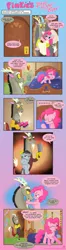 Size: 897x3408 | Tagged: suggestive, artist:sorcerushorserus, derpibooru import, discord, pinkie pie, rainbow dash, draconequus, earth pony, pegasus, pony, fanfic:cupcakes, balloon, bed, butcher knife, clothes, comic, cupcake, discopie, dress, female, honeymoon, knife, love, male, married, shipping, sparkler (firework), straight, streamers, wedding dress