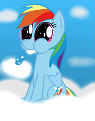 Size: 777x991 | Tagged: safe, artist:keanno, derpibooru import, rainbow dash, animated, chewing, cloud, cloudy, cute, dashabetes, puffy cheeks, solo