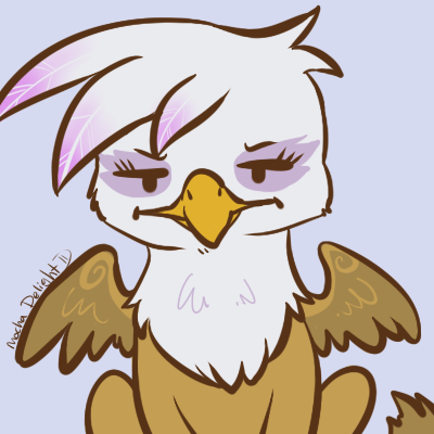 Size: 400x400 | Tagged: safe, artist:clovercoin, derpibooru import, gilda, gryphon, bust, chibi, female, frown, grumpy, image, png, portrait, simple background, sitting, solo, spread wings, wings