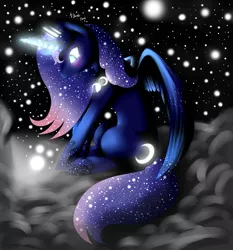 Size: 4320x4644 | Tagged: absurd resolution, artist:vardastouch, derpibooru import, glow, glowing horn, princess luna, safe, solo