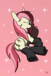 Size: 1280x1920 | Tagged: alternate hairstyle, artist:jozeeworm, butt, clothes, derpibooru import, plot, roseluck, safe, socks, solo