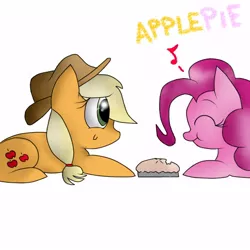 Size: 512x512 | Tagged: applejack, applepie, artist:kyoismykitteh, derpibooru import, female, lesbian, pie, pinkie pie, pun, safe, shipping