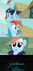 Size: 500x1073 | Tagged: comic, derpibooru import, mare do well, m. night shyamalan, plot twist, rainbow dash, safe, self paradox, self ponidox, shocked, the mysterious mare do well, unmasked