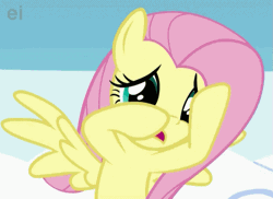Size: 567x413 | Tagged: animated, covering eyes, cropped, derpibooru import, ei, fluttershy, safe, screencap, solo, sonic rainboom (episode)