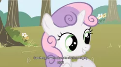 Size: 640x356 | Tagged: derpibooru import, safe, screencap, sweetie belle, youtube caption