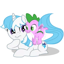 Size: 3000x3000 | Tagged: safe, artist:sunley, derpibooru import, majesty, spike (g1), dragon, pony, unicorn, duo, female, g1, g1 to g4, g4, generation leap, high res, mare, palette swap, prone, recolor, simple background, solo, transparent background