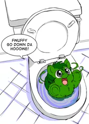 Size: 500x700 | Tagged: artist:marcusmaximus, bathroom, derpibooru import, fluffy pony, flush, safe, source needed, stupidity, this will end in tears and/or death, tiny toon adventures, toilet