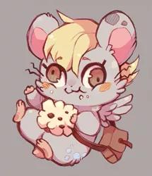 Size: 379x440 | Tagged: artist:mi-eau, crossover, derpibooru import, derpy hooves, hamster, hamtaro, safe, species swap