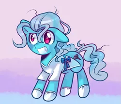 Size: 767x663 | Tagged: safe, artist:pekou, derpibooru import, screw loose, earth pony, pony, female, hospital gown, mare, messy mane, solo