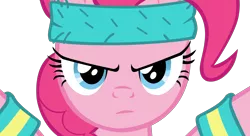 Size: 1600x873 | Tagged: 80s, artist:megacody2, close-up, derpibooru import, headband, pinkie pie, safe, serious face, simple background, transparent background, vector, wristband