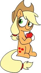 Size: 2860x5058 | Tagged: safe, artist:strangiesleepy, derpibooru import, applejack, earth pony, pony, apple, female, insanity, insomnia, mare, obligatory apple, simple background, sitting, snapplejack, solo, transparent background