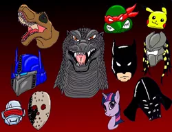 Size: 900x689 | Tagged: artist:jango-zilla, barely pony related, batman, battlestar galactica, crossover, cylon, darth vader, derpibooru import, dinosaur, friday the 13th, godzilla, godzilla (series), jason voorhees, jurassic park, kaiju, kaijubots rollout, optimus prime, pikachu, pokémon, predator (franchise), raphael, safe, star wars, teenage mutant ninja turtles, transformers, twilight sparkle, tyrannosaurus rex, yautja