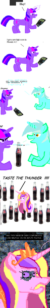 Size: 469x2848 | Tagged: artist:captain_fruitslime, comic, derpibooru import, lyra heartstrings, ms paint, princess cadance, safe, thums up, ti-83+, twilight sparkle