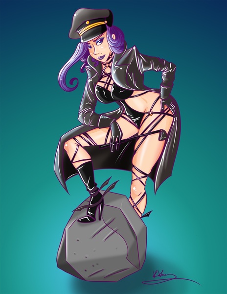 Size: 1275x1650 | Tagged: artist:bunnimation, breasts, derpibooru import, dominatrix, female, femdom, human, humanized, leather, rarity, riding crop, suggestive, tom