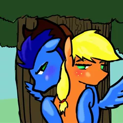 Size: 2000x2000 | Tagged: safe, artist:lyun, derpibooru import, applejack, soarin', female, high res, male, shipping, soarinjack, straight