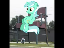 Size: 600x450 | Tagged: safe, derpibooru import, lyra heartstrings, human, pony, chair, irl, macro, meme, photo, ponies in real life, sitting, sitting lyra, vector