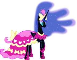 Size: 10720x8350 | Tagged: absurd resolution, clothes, derpibooru import, dress, nightmare moon, pink dress, safe, simple background, transparent background, vector