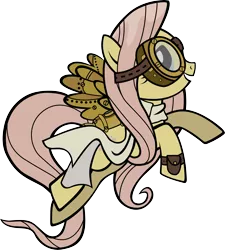 Size: 4956x5501 | Tagged: safe, artist:mowza2k2, derpibooru import, fluttershy, pegasus, pony, absurd resolution, amputee, artificial wings, augmented, female, goggles, mare, mechanical wing, prosthetic limb, prosthetic wing, prosthetics, simple background, solo, steampunk, transparent background, vector, wings