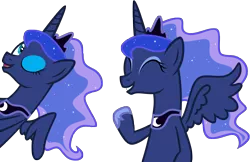 Size: 5000x3243 | Tagged: absurd resolution, artist:axemgr, derpibooru import, duality, happy, princess luna, safe, self ponidox, simple background, the fun has been doubled, transparent background, vector, waving, wink