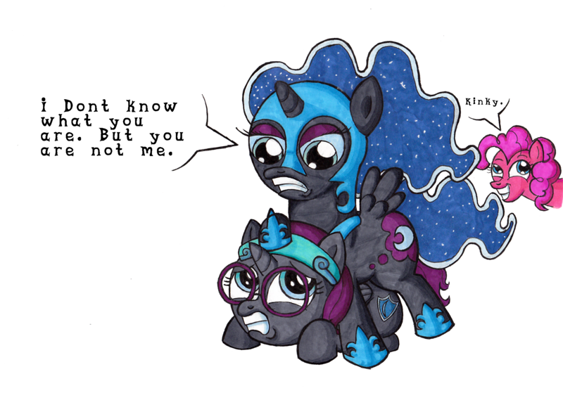 Size: 2238x1564 | Tagged: artist:darkone10, cute, derp, derpibooru import, filly, frown, glare, grin, gritted teeth, nightmare moon, nightmare woon, oc, oc:nyx, safe, scared, simple background, smiling, transparent background