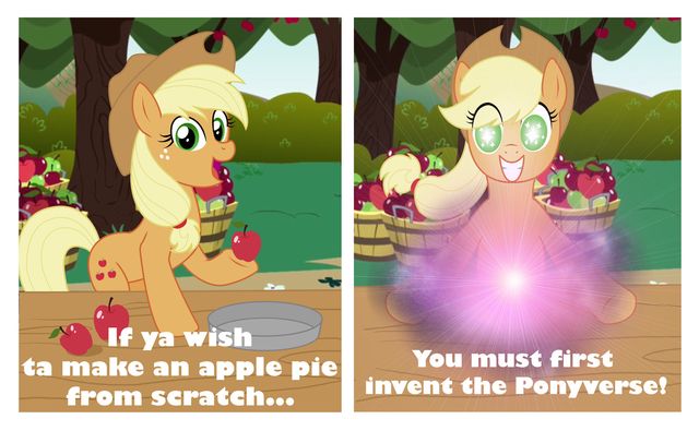 Size: 640x395 | Tagged: apple, applejack, artist:snigelkrantz, caption, carl sagan, derpibooru import, safe, solo