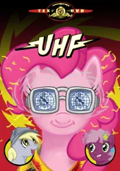 Size: 420x600 | Tagged: safe, artist:tex, derpibooru import, cheerilee, derpy hooves, pinkie pie, pegasus, pony, 3d glasses, 80s, 80s cheerilee, female, mare, movie, uhf, weird al yankovic