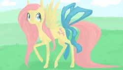 Size: 1280x731 | Tagged: artist:knucklehead-mcspazatron, derpibooru import, fluttershy, ribbon, safe