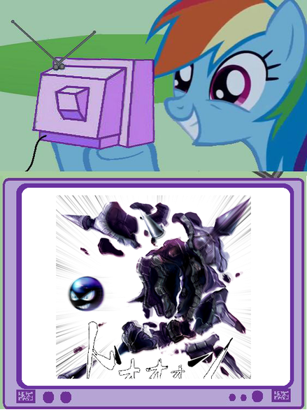 Size: 564x770 | Tagged: safe, derpibooru import, rainbow dash, cloyster, pony, exploitable meme, meme, pokémon, power-up, tv meme