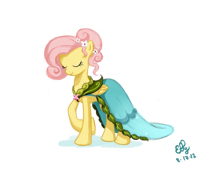 Size: 1761x1560 | Tagged: alternate hairstyle, artist:ellybethe, clothes, concept art, derpibooru import, dress, fluttershy, journey of the spark, safe