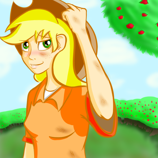 Size: 600x600 | Tagged: applejack, artist:heartstrunghooves, derpibooru import, humanized, safe