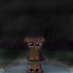 Size: 894x894 | Tagged: abandoned, artist needed, crying, derpibooru import, rain, sad, safe, scootabuse, scootalone, scootaloo, source needed