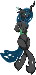 Size: 569x1181 | Tagged: artist:chiekku, blushing, changeling, derpibooru import, female, queen chrysalis, simple background, solo, solo female, suggestive, transparent background