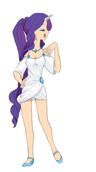 Size: 452x808 | Tagged: safe, artist:zoe-productions, derpibooru import, rarity, human, clothes, female, horned humanization, humanized, simple background, solo, transparent background