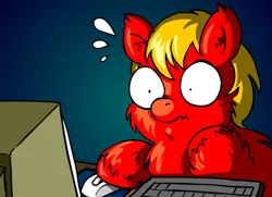 Size: 800x580 | Tagged: artist:marcusmaximus, computer, derpibooru import, fluffy pony, fluffy pony original art, safe, shocked