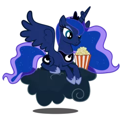 Size: 900x900 | Tagged: artist needed, cloud, cute, derpibooru import, movie night, popcorn, princess luna, reaction image, safe, simple background, smiling, solo, transparent background, vector