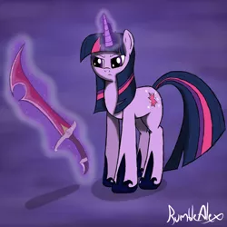 Size: 2000x2000 | Tagged: artist:rumblealex, derpibooru import, high res, levitation, magic, safe, sword, telekinesis, twilight sparkle