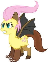 Size: 3881x5000 | Tagged: artist:ambassad0r, bat wings, chimera, derpibooru import, draconequified, draconequus, female, flutterequus, fluttershy, safe, series:magic is powerful, simple background, solo, species swap, transformed, transparent background