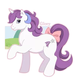 Size: 821x853 | Tagged: safe, artist:kuro-rakuen, derpibooru import, glory, pony, bow, g1, simple background, solo, tail bow, transparent background