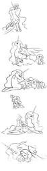 Size: 900x3237 | Tagged: safe, artist:howlingwind14, derpibooru import, philomena, princess celestia, princess luna, oc, alicorn, pony, comic, monochrome, sleeping, woona