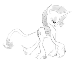 Size: 580x508 | Tagged: artist:jessy, classical unicorn, derpibooru import, eyes closed, grayscale, leonine tail, monochrome, rarity, safe, sketch, solo, unshorn fetlocks