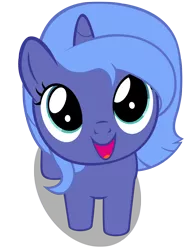 Size: 2250x3028 | Tagged: safe, artist:coldbologna, derpibooru import, princess luna, pony, cute, daaaaaaaaaaaw, filly, high res, hnnng, looking at you, looking up, lunabetes, open mouth, simple background, smiling, solo, transparent background, vector, woona