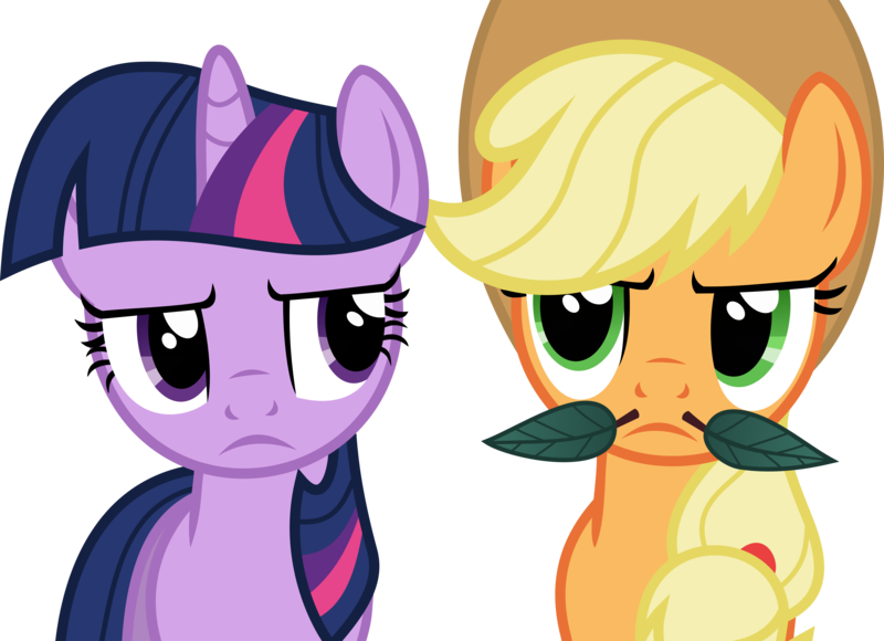 Size: 10162x7362 | Tagged: absurd resolution, applejack, artist:feitaru, derpibooru import, moustache, safe, simple background, transparent background, twilight sparkle, vector