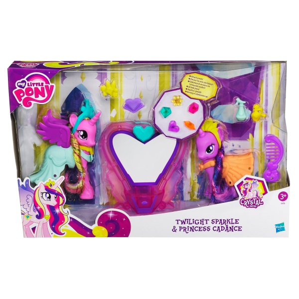 Size: 600x600 | Tagged: safe, derpibooru import, official, princess cadance, twilight sparkle, pony, spoiler:s03, brushable, clothes, comb, crystal empire, dress, hasbro, irl, mirror, photo, tiara, toy