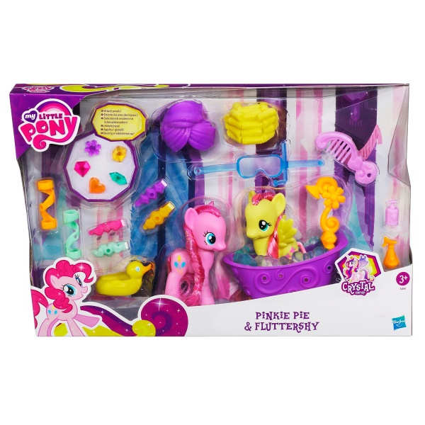 Size: 600x600 | Tagged: safe, derpibooru import, official, fluttershy, pinkie pie, princess cadance, pony, spoiler:s03, bath, brushable, bubble, comb, crystal empire, hasbro, irl, photo, shower, toy