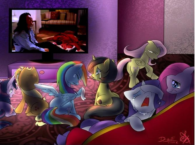 Size: 669x500 | Tagged: applejack, derpibooru import, exploitable meme, fluttershy, human, johnny, mane six, meme, oc, oc:pauly sentry, pinkie pie, rainbow dash, rarity, sad movie meme, safe, the room, twilight sparkle