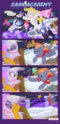 Size: 1041x2156 | Tagged: safe, artist:sorcerushorserus, derpibooru import, baby ribbs, brolly, gilda, hoops, pokey pierce, surprise, whitewash, oc, gryphon, pegasus, pony, comic:dash academy, argie ribbs, clothes, comic, douchebag, female, g1, g1 to g4, generation leap, male, mare, rapist, stallion