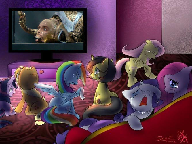 Size: 667x500 | Tagged: applejack, derpibooru import, exploitable meme, fluttershy, mane six, mark hamill, meme, mutation, oc, oc:pauly sentry, pinkie pie, rainbow dash, rarity, sad movie meme, safe, the guyver, twilight sparkle