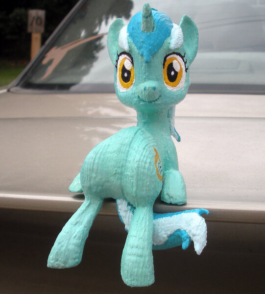 Size: 900x999 | Tagged: safe, artist:clawed-nyasu, derpibooru import, lyra heartstrings, pony, 3d print, car, figurine, irl, photo, sitting, solo, toy