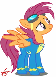 Size: 900x1246 | Tagged: safe, artist:grandilfromponychan, derpibooru import, scootaloo, pony, adult, female, older, simple background, solo, transparent background, vector, wonderbolts uniform