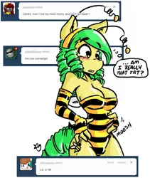 Size: 603x716 | Tagged: anthro, artist:duckdraw, ask, breasts, derpibooru import, oc, oc:buzzy bee, suggestive, unofficial characters only